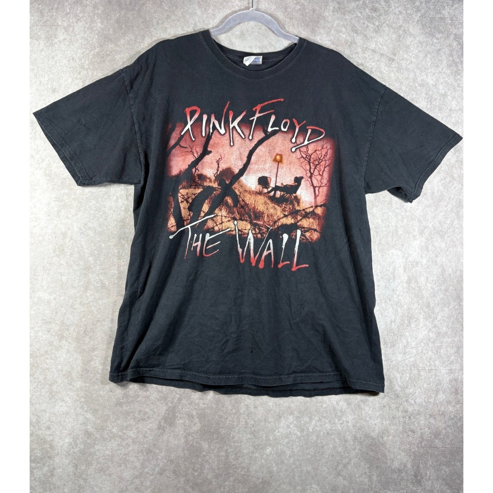 Vintage Pink Floyd Hanes T-Shirt y2k XL Black The Wall Rock Band Short Sleeve